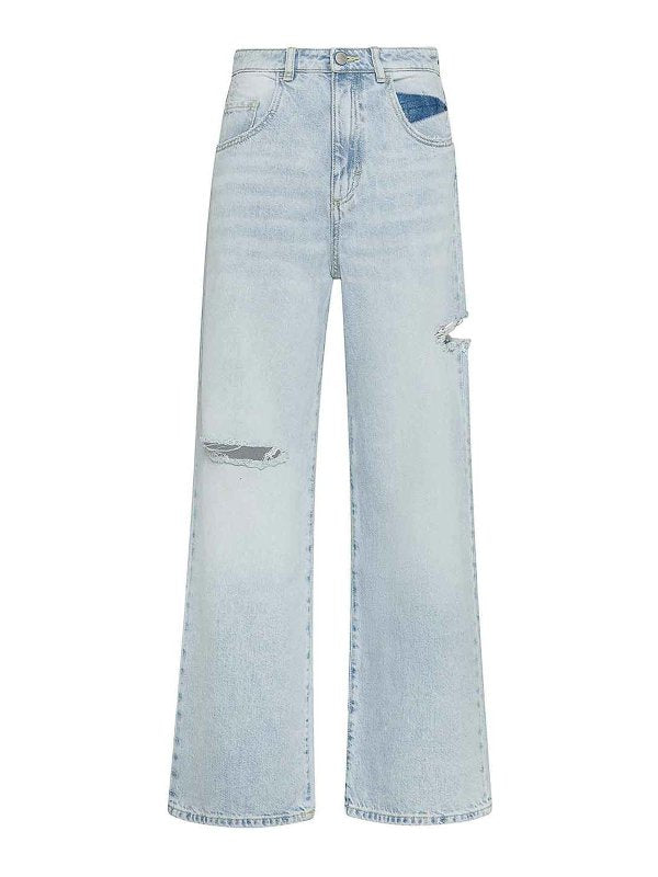 Jeans In Cotone Papavero Con Strappi