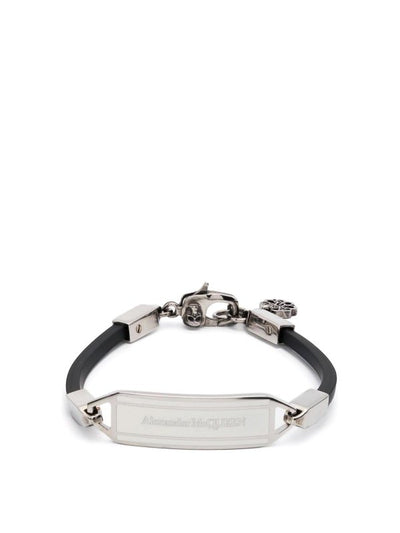 Bracciale Con Placca Logo In Ottone E Gomma