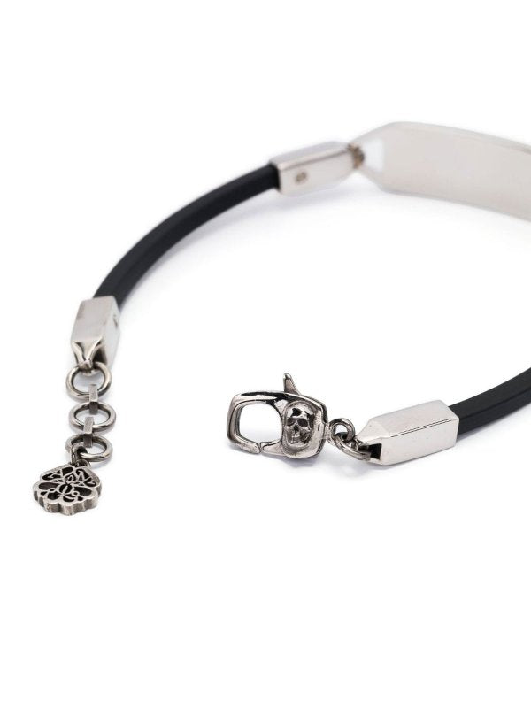 Bracciale Con Placca Logo In Ottone E Gomma