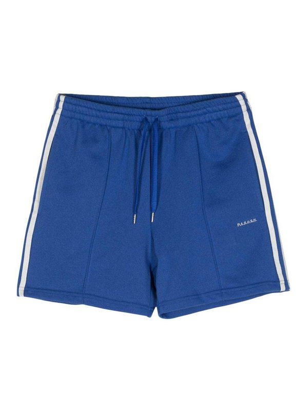 Shorts A Righe Con Logo Ricamato