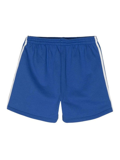 Shorts A Righe Con Logo Ricamato