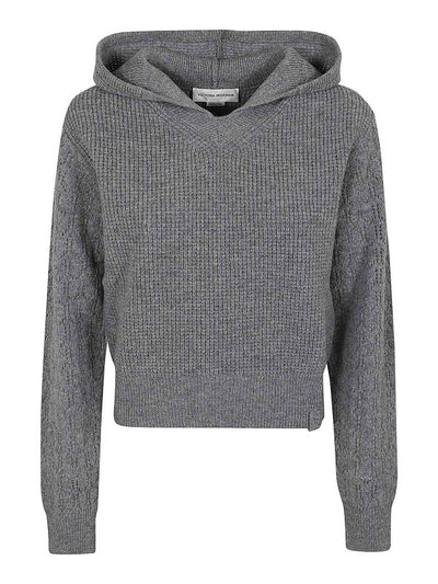 Maglione Pointelle Con Cappuccio