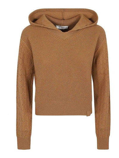 Maglione Pointelle Con Cappuccio