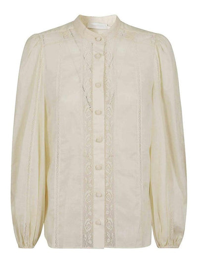 Camicia In Cotone Con Finiture In Pizzo