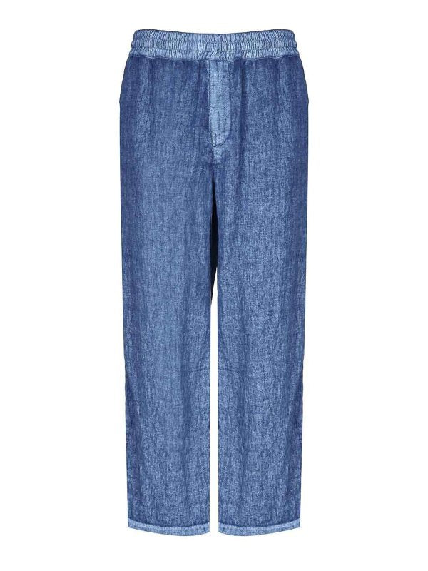 Pantaloni In Lino Effetto Denim