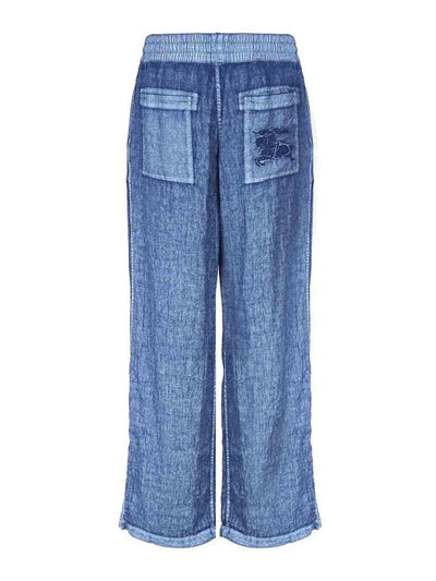 Pantaloni In Lino Effetto Denim