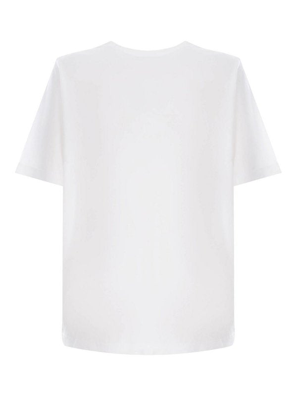 T-shirt In Cotone Bianco E Rosa