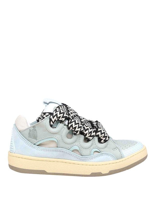 Sneakers Skate In Pelle Colore Celeste