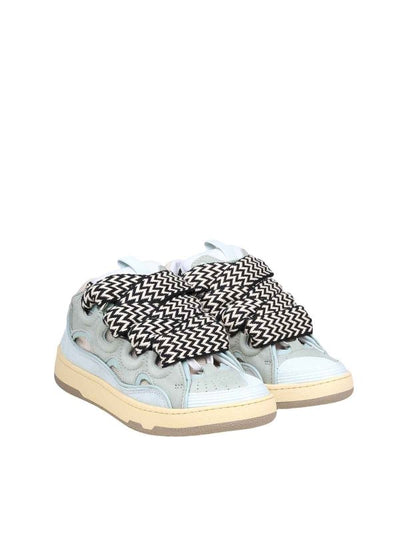 Sneakers Skate In Pelle Colore Celeste