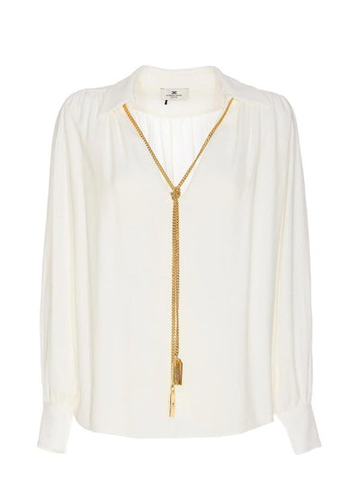 Blusa In Georgette Con Collana Di Charms