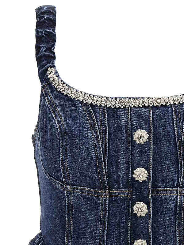 Minivestito  In Denim Con Spalle Scoperte