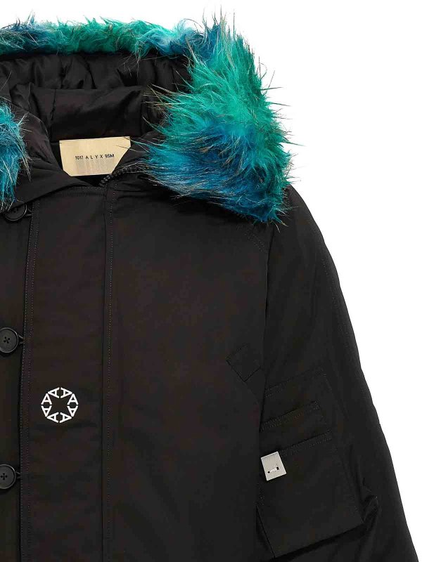 Parka In Nylon Con Logo E Piumino Stampato