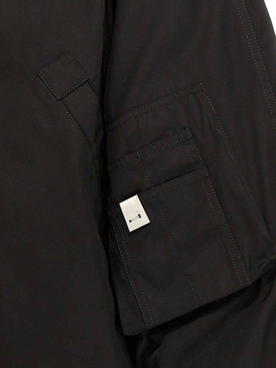 Parka In Nylon Con Logo E Piumino Stampato