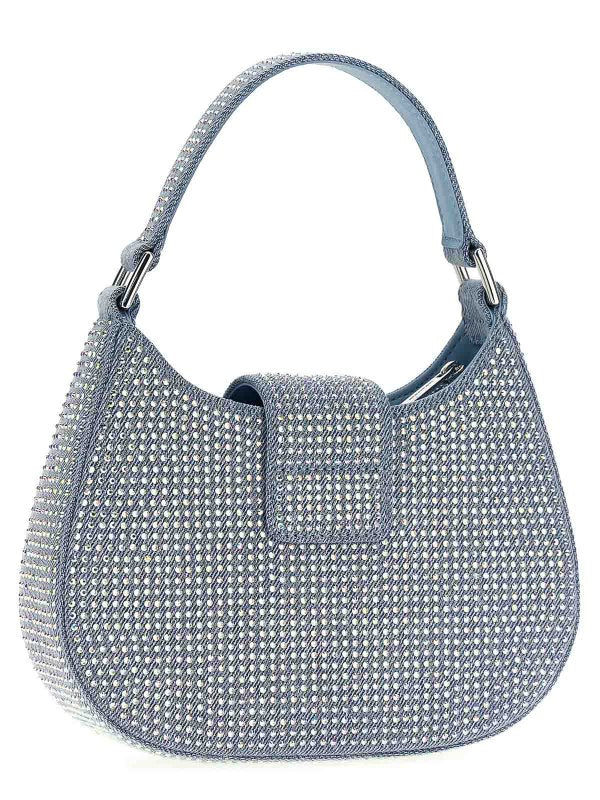 Borsa Cresent In Denim Con Strass Blu