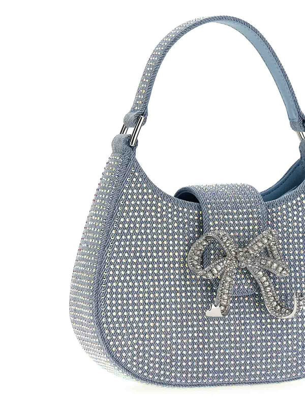 Borsa Cresent In Denim Con Strass Blu