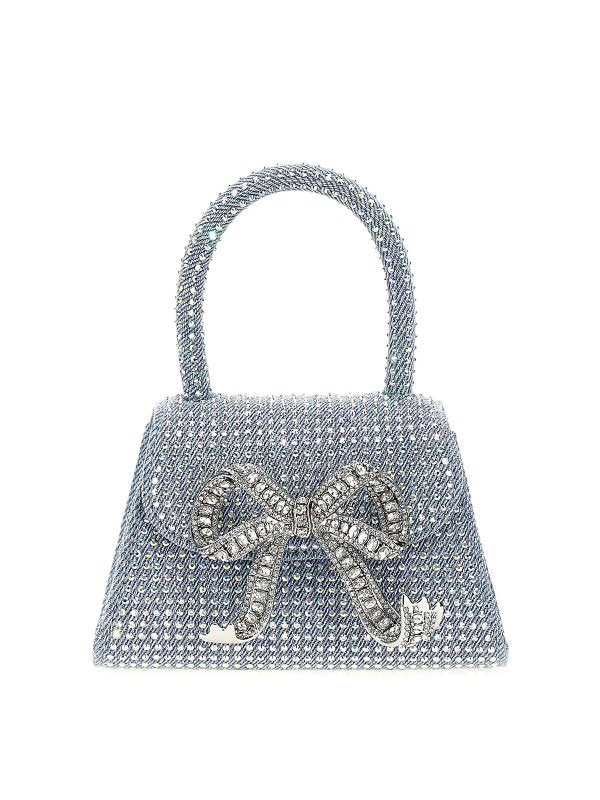 Blue Rhinestone Denim Micro Handbag