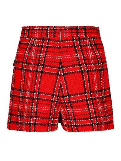 Pantaloncini In Misto Cotone Rosso A Quadri