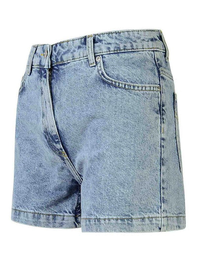 Shorts In Jeans Di Cotone Azzurro