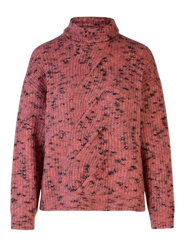 Maglione Dolcevita In Misto Lana Rosa