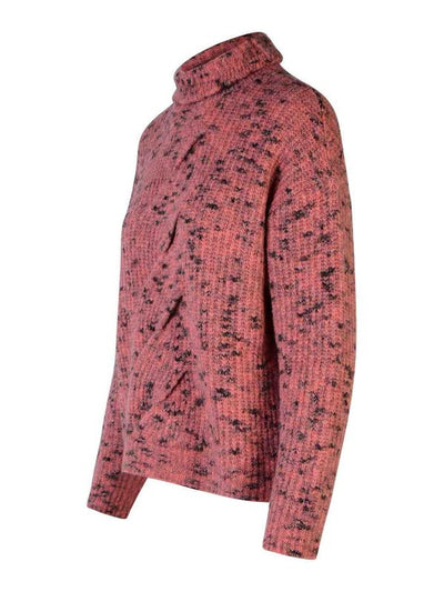 Maglione Dolcevita In Misto Lana Rosa