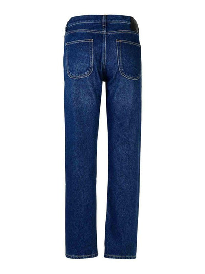 Jeans Affusolati In Cotone Blu Con Scritta