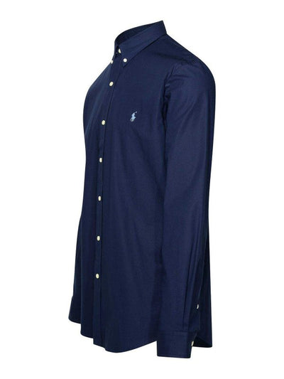 Camicia In Cotone Elasticizzato Blu Scuro