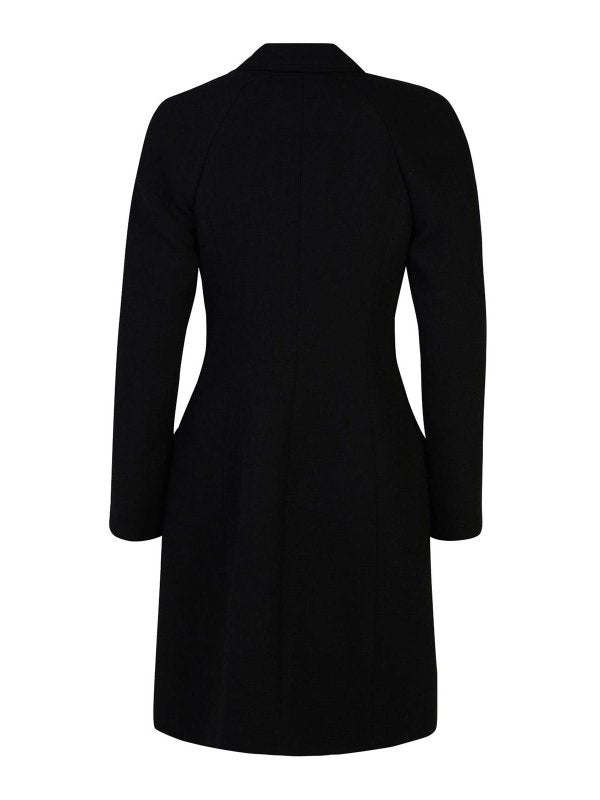 Cappotto Nero In Misto Lana Vergine