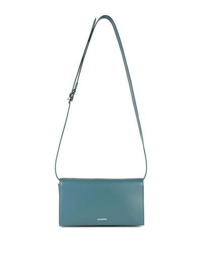 Borsa In Pelle Blu Con Fibbia