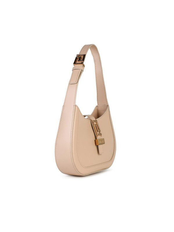 Borsa Hobo In Pelle Beige Greca