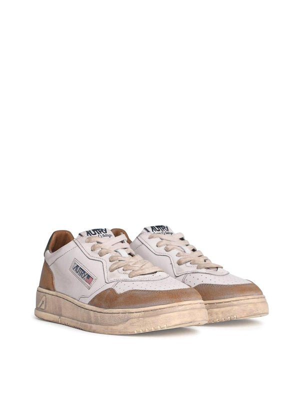 Sneakers In Pelle Bianca Super Vintage