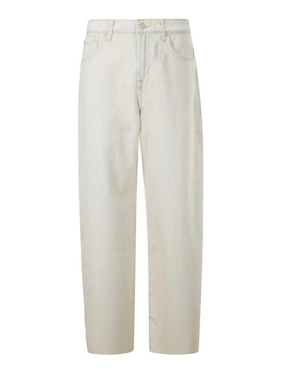 Pantaloni In Denim Beige Gamba Dritta Modello