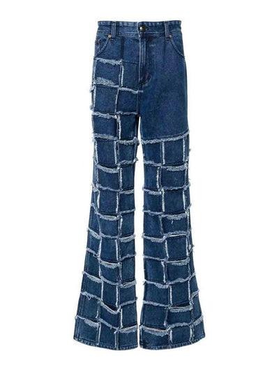 Nuovi Jeans Patchwork A Gamba Larga