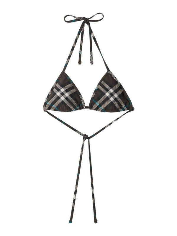 Top Bikini A Triangolo A Quadri