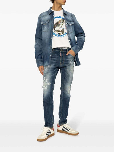 Jeans Dal Taglio Slim Effetto Consumato