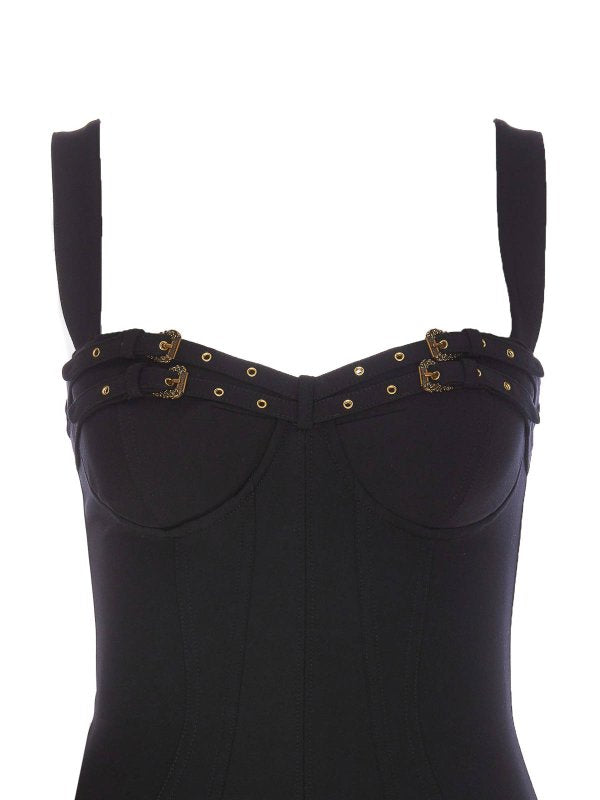 Abito Midi Bustier Con Fibbia Barocca