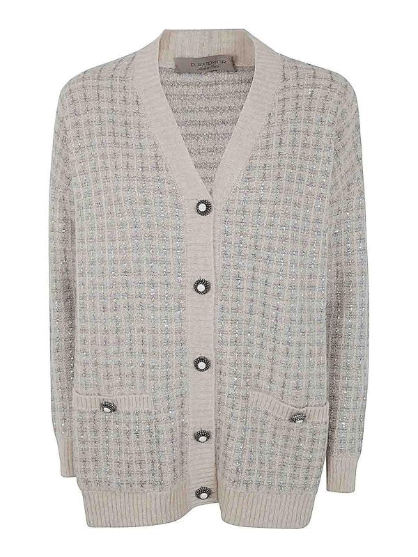 Cardigan Con Cristalli A Quadri