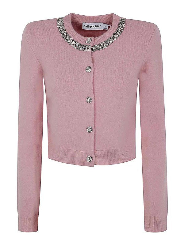 Cardigan Decorato Rosa