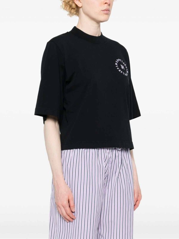 T-shirt Cropped In Cotone Con Stampa Logo