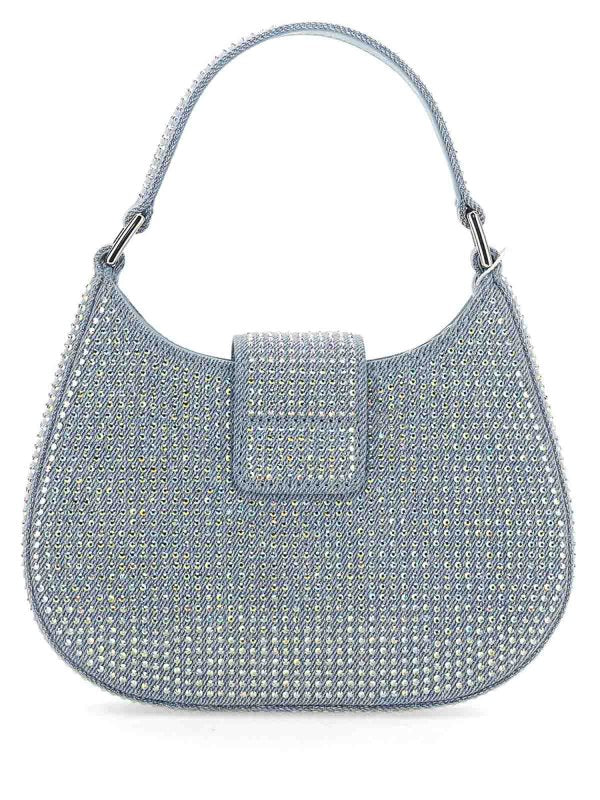 Borsa Cresent In Denim Con Strass Blu