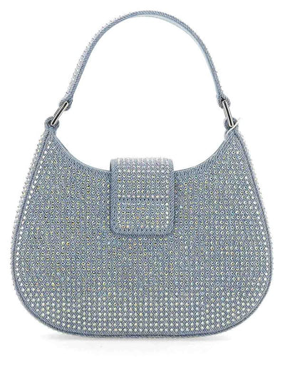 Borsa Cresent In Denim Con Strass Blu