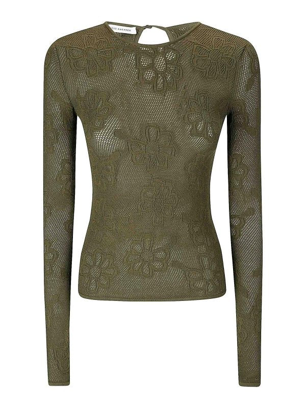 Top Olani Maglia Jacquard Floreale Oliva