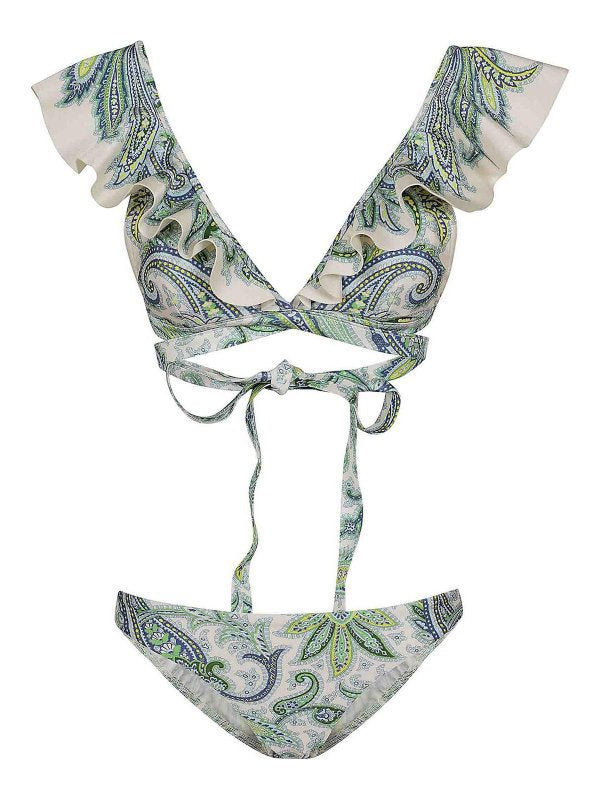 Bikini Ottie Wrap Ruffle In Verde