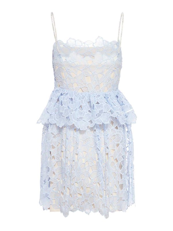 Miniabito In Pizzo Di Organza Blu