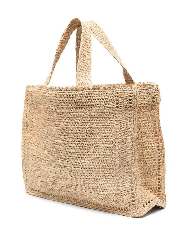 Borsa Tote In Rafia Floreale