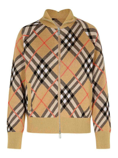 Maglione Di Lana Beige A Quadri