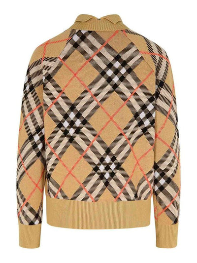 Maglione Di Lana Beige A Quadri