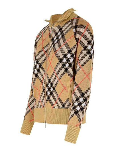 Maglione Di Lana Beige A Quadri