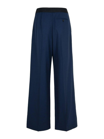 Pantaloni In Lana Vergine Blu Scuro