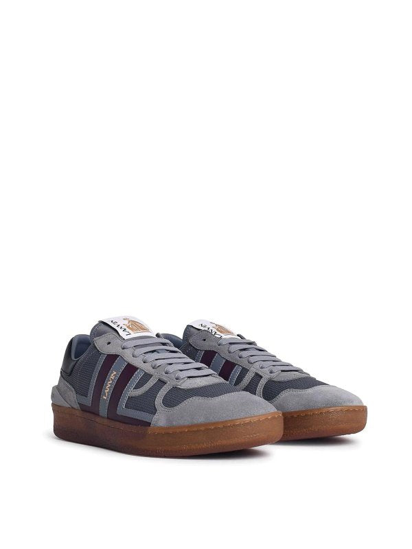 Sneakers In Misto Pelle Grigio Argilla