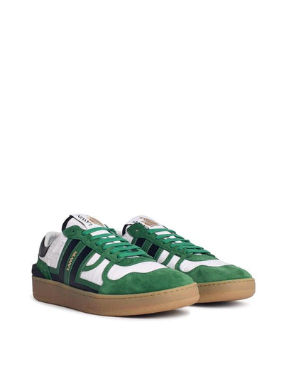 Sneakers In Misto Pelle Verde Argilla